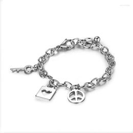 Link Bracelets NANDESI Boho Titanium Steel Chain For Man Women Silver Color Jewelry DIY Oval Adjustable Safty Girl Boy Gift