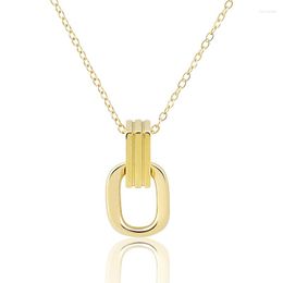 Chains Retro Style Two Sides Rng Concave Arc Oval Pendant Necklace Stainless Steel Woman Jewelry Love Gift Wholesale