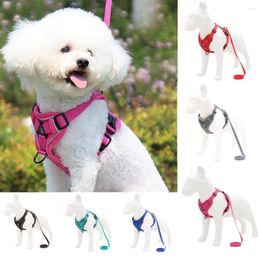 Dog Collars Pet Harness Reflective Walking Safety Sandwich Mesh Vest Safe Chest Strap Leash For Puppy