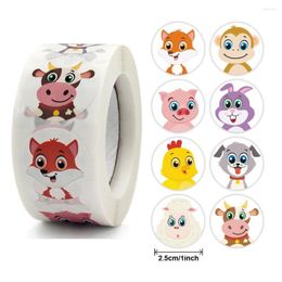 Gift Wrap 500PCS Animal Stickers Decorative Children Reward Roll Sticker Decor Tiger Cow Stationery Adhensive Seal Label Box Tag Toy