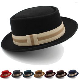 Berets Men Women Woolen Classical Pork Pie Hats Retro Fedora Trilby Sunhat Street Style Caps Party Travel Outdoor Size US 7 1/4 UK L