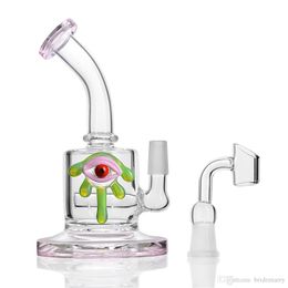 Hookahs Glass Bong Dab Rigs Alien Eyes Recycler Pipe Beaker black blue green Oil Rig 14mm Female Joint Banger Water