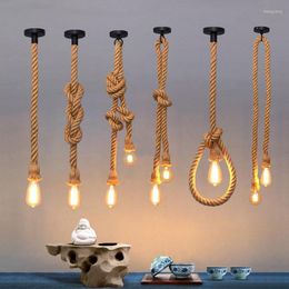 Pendant Lamps Rope Chandelier Retro Industrial Style Single Head Double Bar Coffee Shop Clothing Store Personality