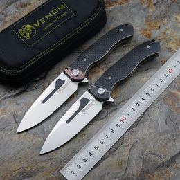 Kevin John Venom Knife M390 Bone Doctor Titanium CF Timascus Handle Flipper Outdoor Hunting Pocket Folding Knives Fast Open