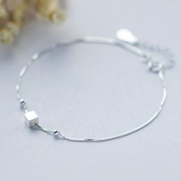 Anklets Colusiwei Round Bead Silver Bracelet For Leg 925 Sterling Women Simpl Little Cube Fashion Jewelry