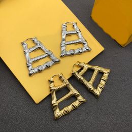 Luxury New Designed Women Enamel Ear Studs F Letter Earrings Brass Trapezoidal pattern Gold Plated Designer Jewellery Birthday Festive Party Christmas Gifts FE1 --10