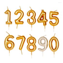 Festive Supplies Golden Numbers Candles 0-9 Birthday Cake Decoration Cupcake Dessert Baking