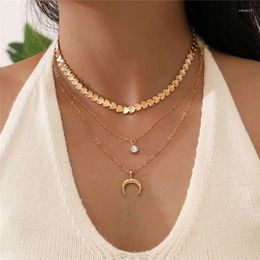 Pendant Necklaces HI MAN 3pcs/set Bohemian Sun Zircon Moon Fish Tail Mixed Necklace Women Simple Personality Daily Jewellery