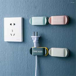 Hooks Punch-free Power Plug Holder Wall Hanging Cable Fixing Clip Waterproof Socket Rack Wire Plugs Organizer Household Supplies