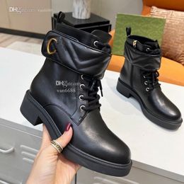 Classic Designer Women Blondie Ankle Boot Fashion Double G Heel Booties Sexy Luxury Leather Winter Mid-Heel Platform Boots Woman