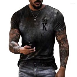 Men's T Shirts Poker K Gradient 3D Print Short Sleeve Men Shirt European And American Fashion Mens Summer Round Neck Streetwear Oversized