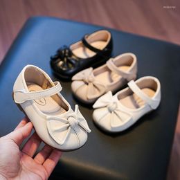 Flat Shoes Baby Girls 2022 Spring Children Leather Fashion Bowknot Soft Bottom Non-slip Toddler Kids Party Princess