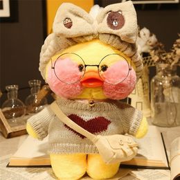 Plush Dolls 30cm Kawaii LaLafanfan Coffee Yellow Duck Toy Cute Soft Stuffed Animal Wearing Clothes Toys Kids Birthday Gifts 221012
