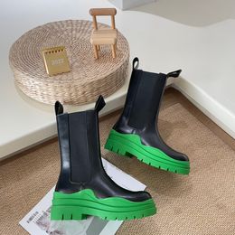 Designers Bottegas Winter Boots Tyre Chelsea Leather Winter Booties Martin Boot Men Women Anti-Slip Ankle Top Wave Coloured Rubber Bo