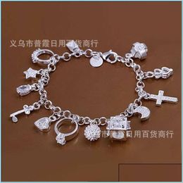 Charm Bracelets Womens Sterling Sier Plated Bracelet 925 Plate Jewelry 6Pcs/Lot Drop Delivery 2022 Bracelets Dhoqu
