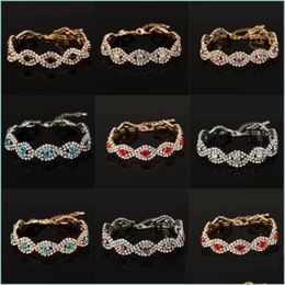 Beaded Strands Womens Elegant Wedding Banquet Bangle Cocktail Party Rhinestone Bracelet Drop Delivery 2022 Jewelry Bracelets Dhunq