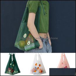 Storage Bags Storage Bags Japanese Wild Fruit Embroidery Organza Hawaiian Style Shoder Bag Simple Hand Messenger Drop Delivery 2022 H Otmi9