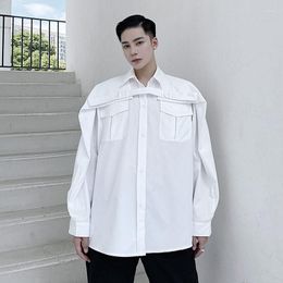 Men's Casual Shirts Men Functional Cloak Long Sleeve Loose Shirt Male Japan Korean Style Streetwear Fashion Vintage Stage Clothing