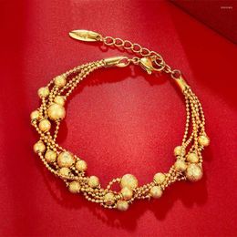 Bracelets Original Women Bracelet 24K Gold Multilayer Spiral Beaded Chains Charm Bangles Anklet Female Fashion Jewellery Gifts