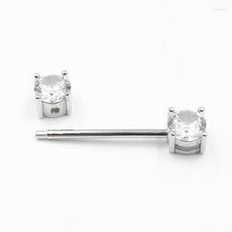 Other Body Jewelry 925 Sterling Silver Nipple Ring Front Facing Double CZ Bar Barbell 18G 14/16mm