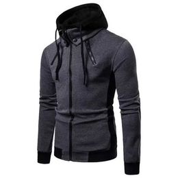 Men's Hoodies Sweatshirts Spring Autumn Casual Sweatshirt Mens Hooded Scarf Collar Fashion Outwear Slim Fit Male Hoody New Men Hoodie Zipper G221011