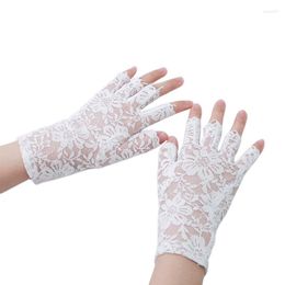 Cinque guanti guanti da donna sexy in pizzo elegante crema solare corta senza dita di guida senza dita e accessori per guanti estivi