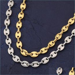 Chains Mens Hip Hop Button Chain Necklace Coffee Bean Chains Jewellery 8Mm 18Inch 22Inch Gold Link For Men Women Statement Gift 38 N2 Dhevn