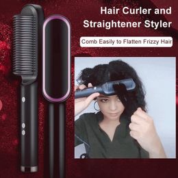 Hair Straightener Brush Multi-function Negative Ion Straight Hair Comb Fast Modelling Tool