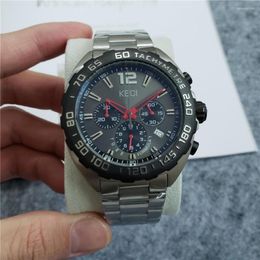 Wristwatches 44mm Men's Chronograph Racing Sports Quartz Watch Good Quality Japan VK Movement Stainless Steel Battery Clock No Need