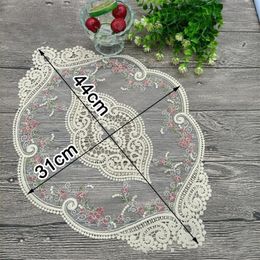 Table Mats Lace Tablecloth Decorative Home Textile Sofa Mat Embroidered Flag 31 44cm Apricot Wedding Banquet Dinner Daily Decoration