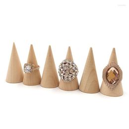 Jewellery Pouches Bags Jewellery Pouches 5Pcs/Set Ring Organiser Wooden Cone Creative Holder Display Tools Storage Supplies Drop Delive Dhqtn