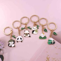 Keychains Dragon Boat Festival cute cartoon panda zongzi key chain personality creativity student schoolbag car pendant small gift