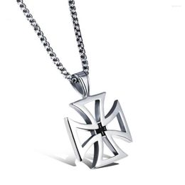 Pendant Necklaces Stainless Steel Men Germany Cross Necklace Fashion Minimalism Jewellery Gift For Him With Chain