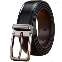Belts Peikong Brand Genuine Leather Pin Double Buckle Vintage Casual Men's Belt Black Cowbody Jeans Strap Cintos Thin Narrow