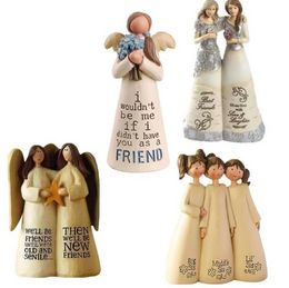 Christmas Decorations Party Favour Angel Friendship Sculpture Friend Angel Figurine resin artefact place table ornament wly935