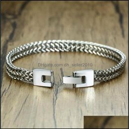 Charm Bracelets Men Titanium Steel Bracelet Stainless Chain Fashion Hip Hop Jewellery Luxury 733 T2 Drop Delivery 2022 Bracelets Dho6A