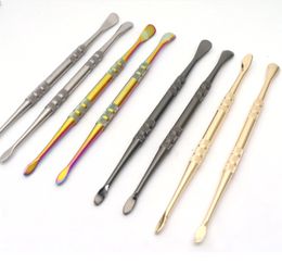 Wholesale Rainbow silver Dab Tool long dabber tool metal single smoke for wax dry herb FY3679 b1013
