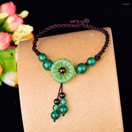 Anklets Jade Flower For Women Gift Gifts Men Charms Real Fashion Luxury Gemstone Jewellery Vintage Man Chinese Natural Green