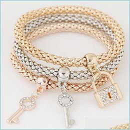 Link Chain Key Locket Pendant Charm Braclets Bangles Women Layers Gold Colour Bracelets For Woman Punk Pseras Jewellery Gifts Drop Del Dhekr