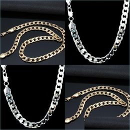 Chains 18K Mens Gold Plated Chunky Necklaces Chains Real Necklace 5Mm 55Cm 22Inch Drop Delivery 2022 Jewellery Pendants Dht23