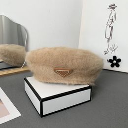 hat Berets Luxury Letter Mink Fur Beret Soft Warm Winter Fashion Street Hats Women Windproof Pumpkin cap