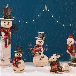 Christmas Decorations Imitation Birch Bark Snowman Elk Doll Oranments Xmas Tree Gift