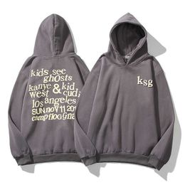 Herren Hoodies Sweatshirts Beste Version West Kids See Ghosts tter Gedruckt Grau Damen Herren Kapuzenpullover Hoodie Hiphop Herren Hoodie Pullover 1013H22