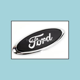 Car Badges Front Bonnet Badge Car Original Metal Logo Emblem Rear Trunk Boot Mark Sticker For Ford Focus Old Mondeo 15X6Cm Drop Deliv Dhl75