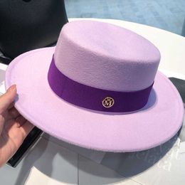 Beanie/Skull Caps Colorful Webbing Flat Top Fedora Elegant French Style Delicate Panama Hat Retro Sweet 2022 ins Popular New Fedora Hat for woman T221013