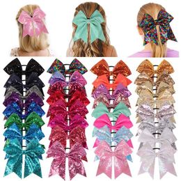 Hair Scrunchies Children 7 inch sequin Hairbands Elastic Rope Ponytail Holder Korean version Headwear Girls bow Hairs Accessories