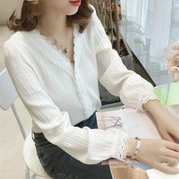 Women's Blouses Blouse Shirt Womens Tops And Harajuku Fashion Woman 2022 White Lace Blusas Women Blusa Clothe XXL