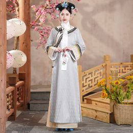 Drama stage wear Chinese Qing Dynasty princess costume Asian vintage cheongsam Embroidered gown ancient Apparel