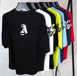 Angels 22SS Letter Logo t Shirts Chic Loose Casual Round Neck Short Sleeve T-shirt Batwing Sleeve Men Women Lovers Couple Style 12