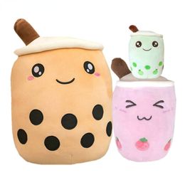 Cute Fruit drink Plush toy Soft Stuffed Green Apple Pink Strawberry Taste Milk Tea Hug Pillow tapioca balls Bubble Tea Cushion 24cm t1014